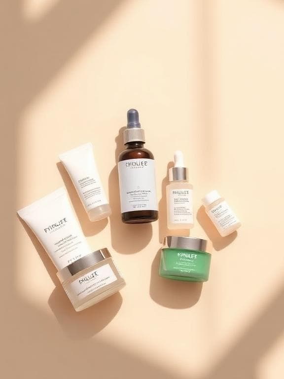 Skincare product flat lay shot